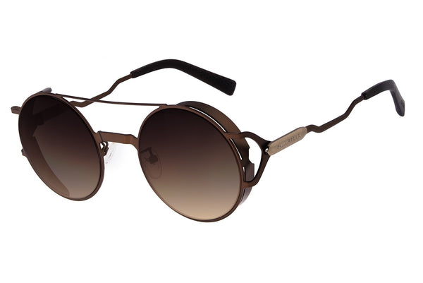 SUNGLASSES UNISEX ALOK ROUND GRADIENT BROWN NEON OCMT3284