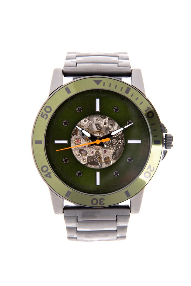 WATCHES MALE CHILLI BEANS ROUND GREEN BLACK REMT1485